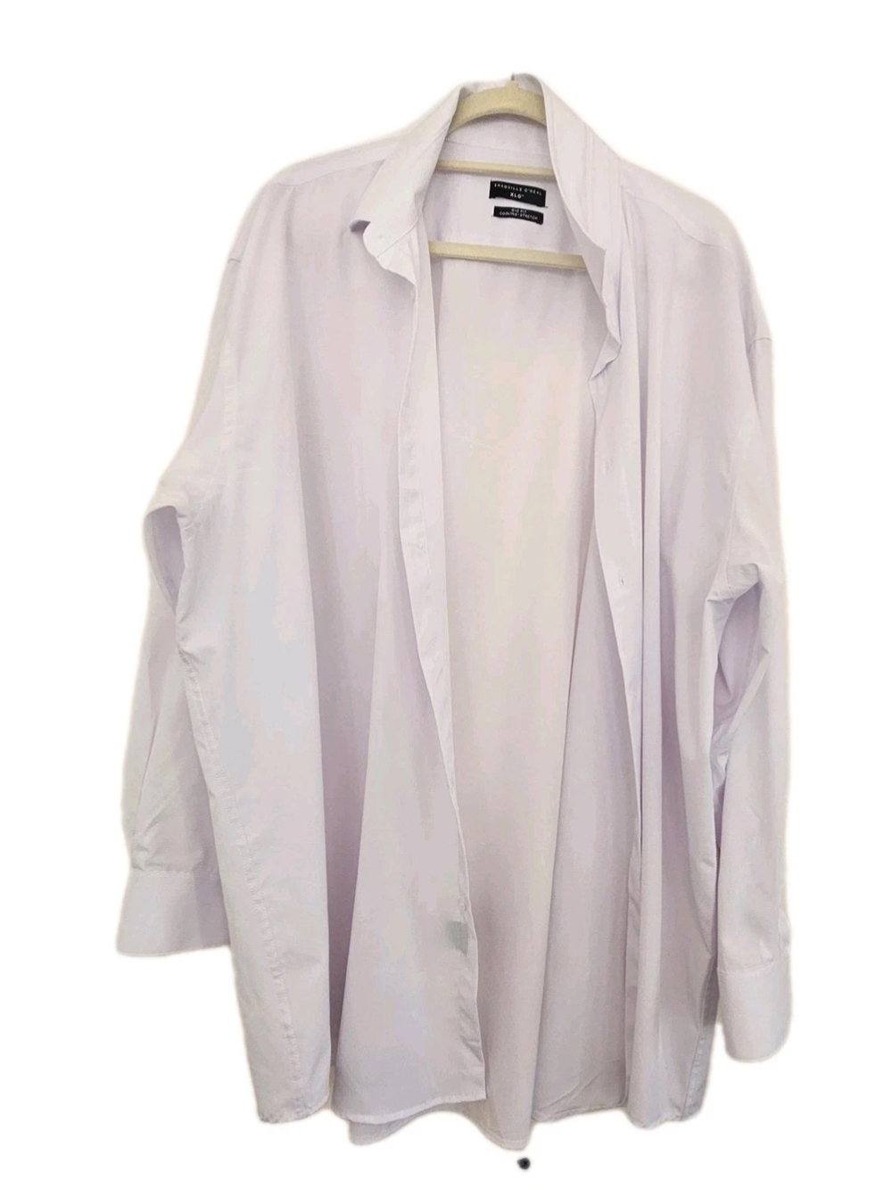 Shaquille O'Neal XLG Men’s White Dress Shirt Big Fit Cooling Stretch Long Sleeve